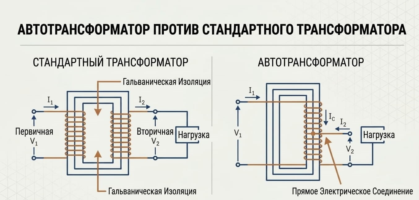 Схема автотрансформатора и трансформатора - 1
