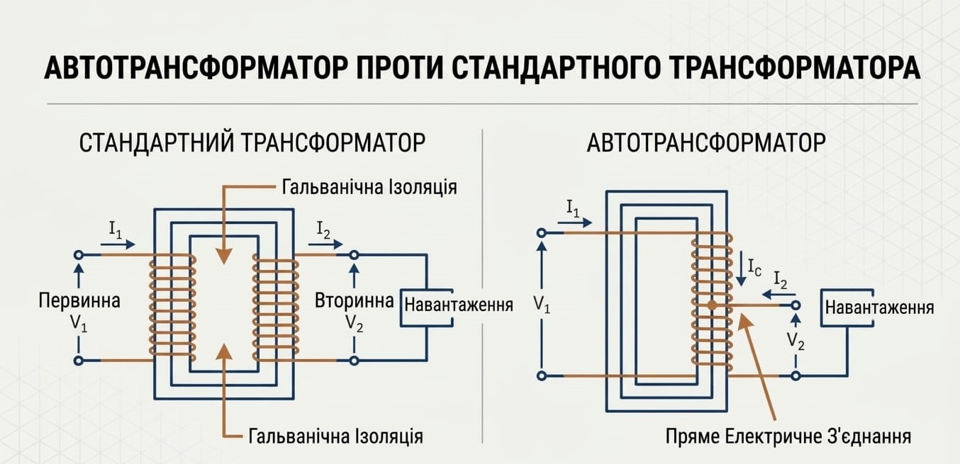 Схема автотрансформатора та трансформатора - 1